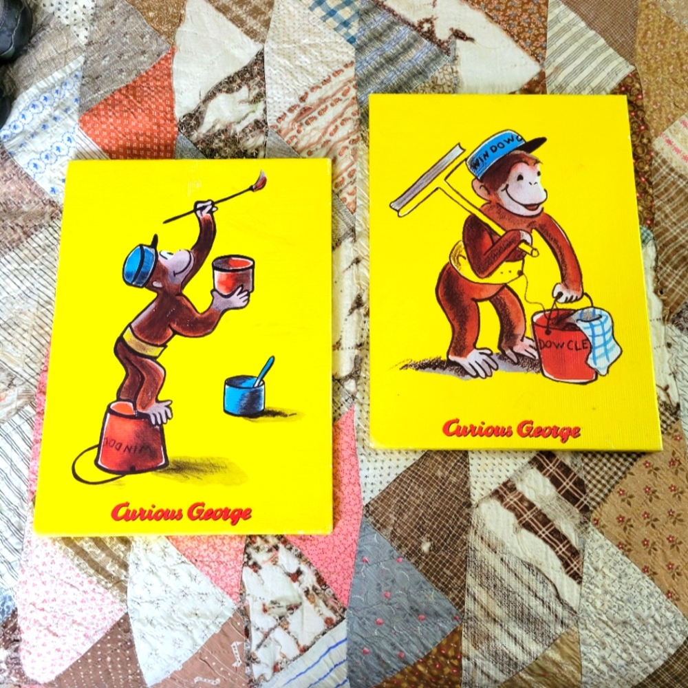 X2 14"x10" Curious George canvas art decor set target
